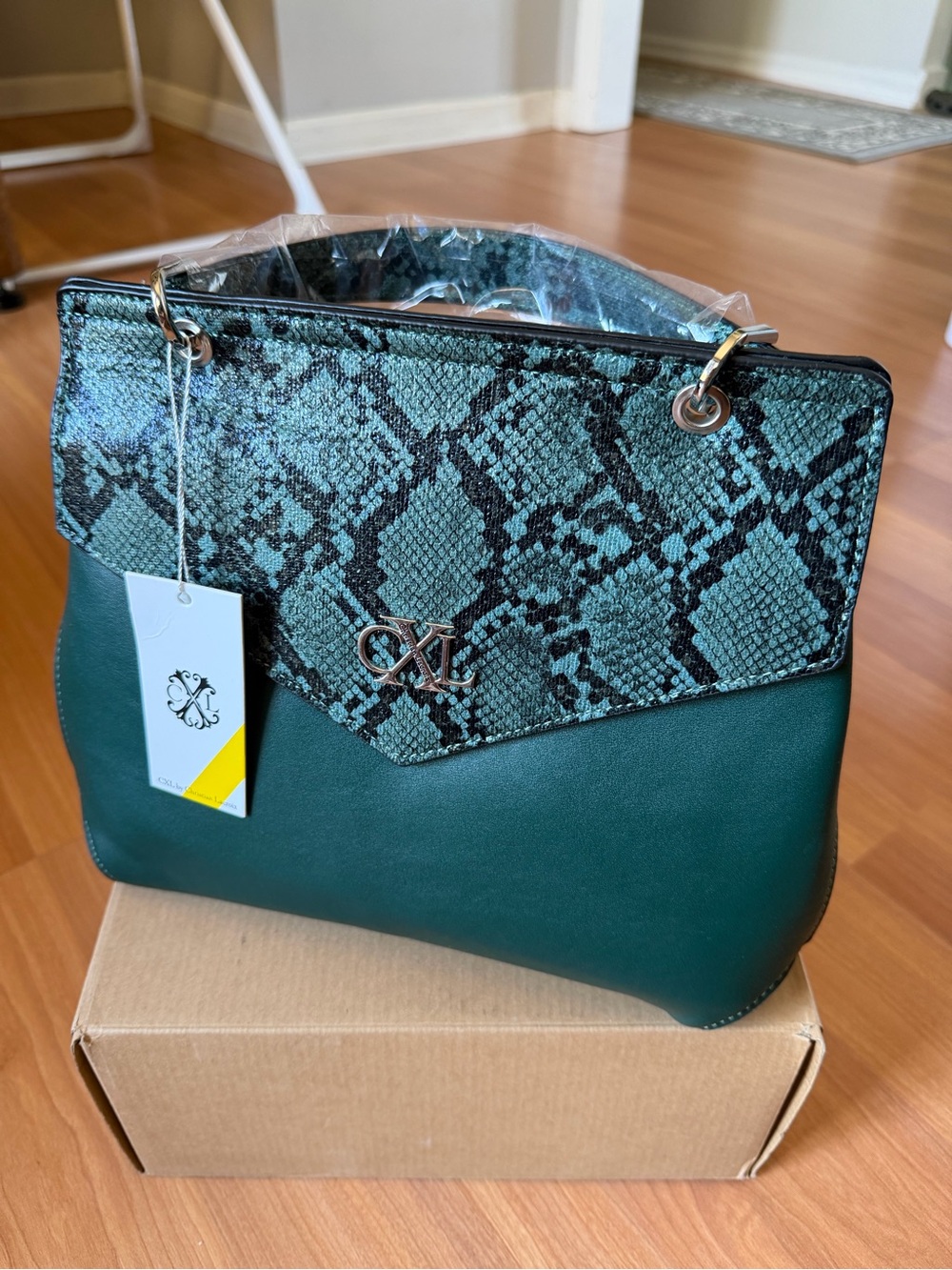 CXL Christian Lacroix Satchel Teal Python Sable Prism Elegant Purse